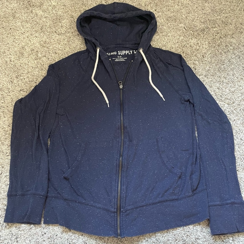 Blue Hoodie w/ white speckles (S)